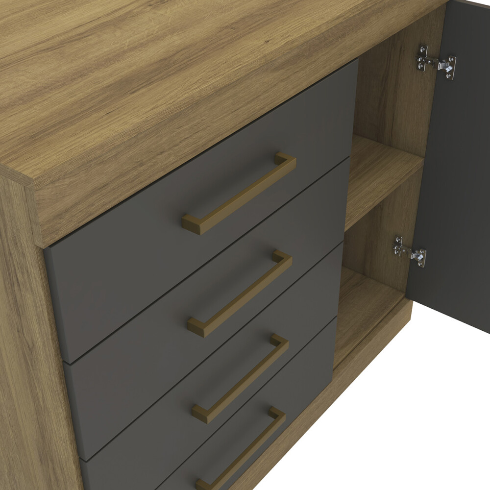 COMODA MODELO ROMENIA LAMINA COLOR MEL/GRAFITE INTENSO Comoda Modelo Romenia Lamina Color Mel/grafite Intenso