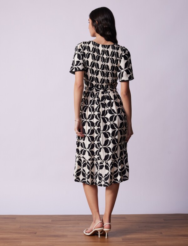 Vestido Punto Smock NEGRO/CRUDO