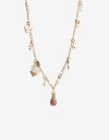 Collares Cortos Metal Collar Multidijes Conejitos Y Flores - Dorado