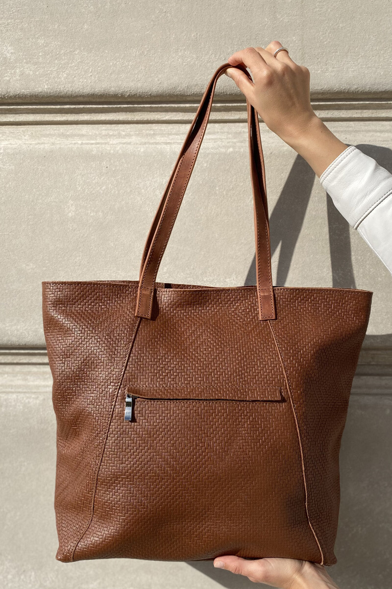Bolso Sur Cognac Esterillado