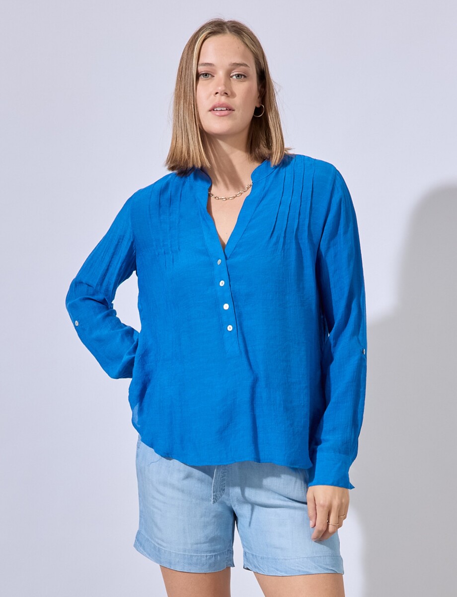 Blusa Plisada - Azul 