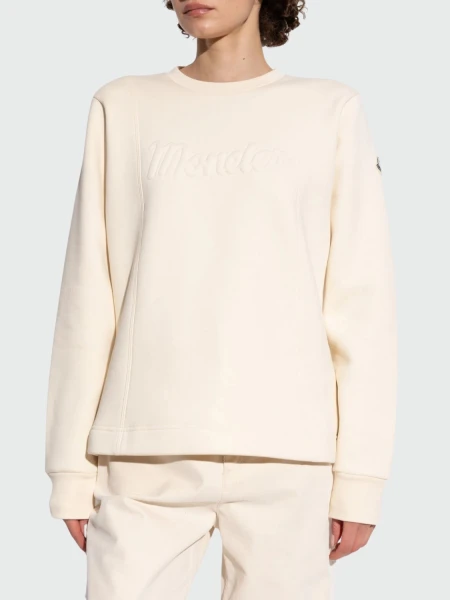 Moncler- Buzo cuello a la base con logo Blanco