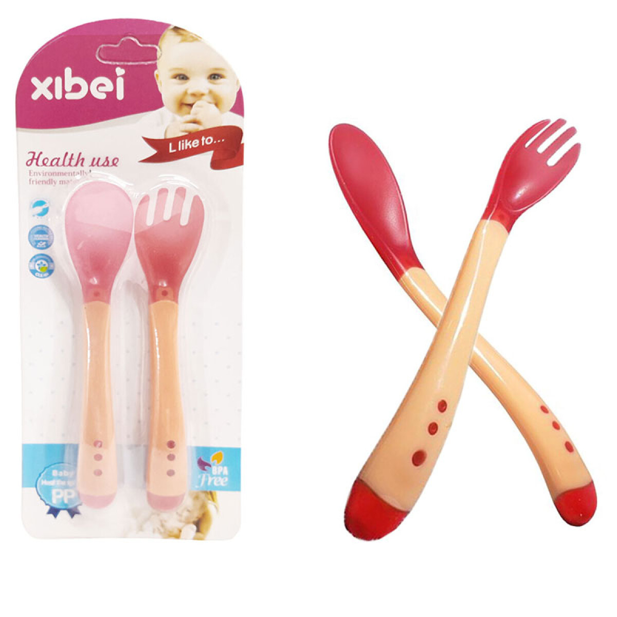 OUTLET Cubiertos de bebé mango silicona 2 pcs 14 cm - Outlet Cubiertos De Bebé Mango Silicona 2 Pcs 14 Cm 