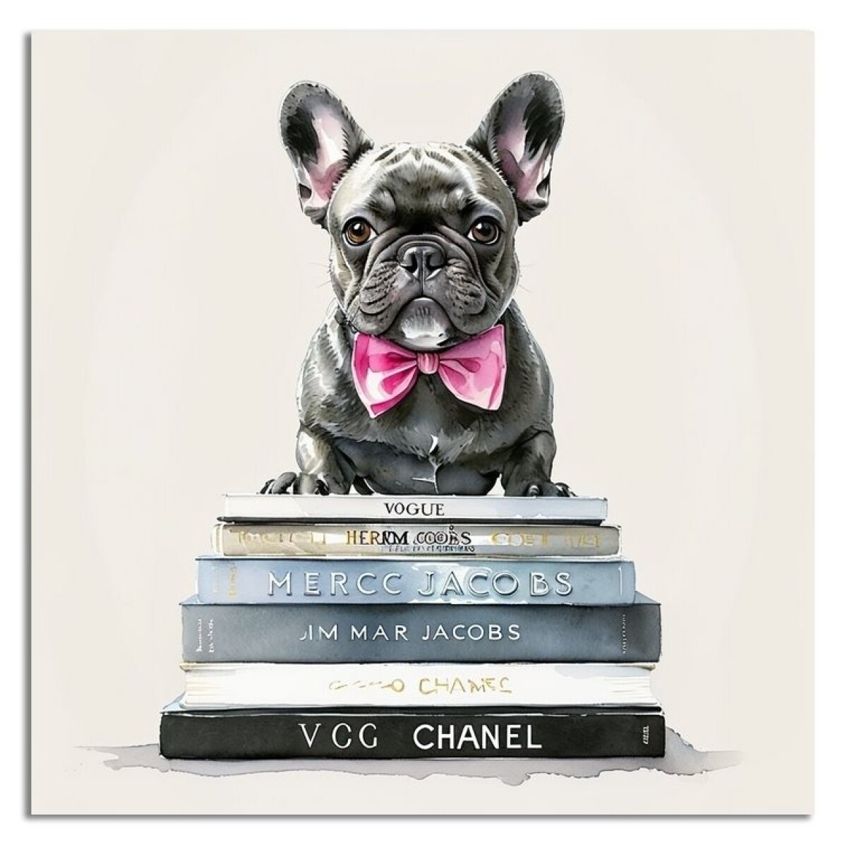 CUADRO CANVAS 40x40cm PERRO BULLDOG NEGRO 2 