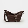 Bandolera Bambú En Cuero Satinado Marron