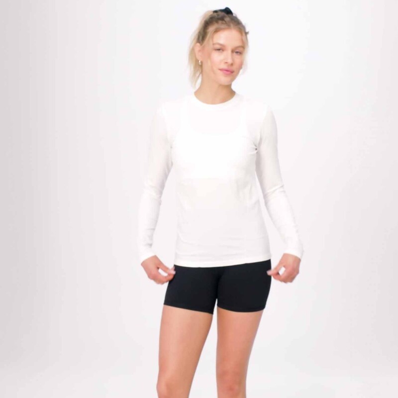Polo Manga Larga Feather Tech+ Long-Sleeve Top Mujer Classic White