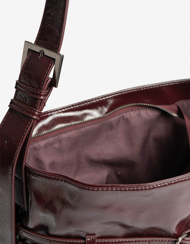 Saca Cartera Formato Saca Con Cinturones - Rojo Vino