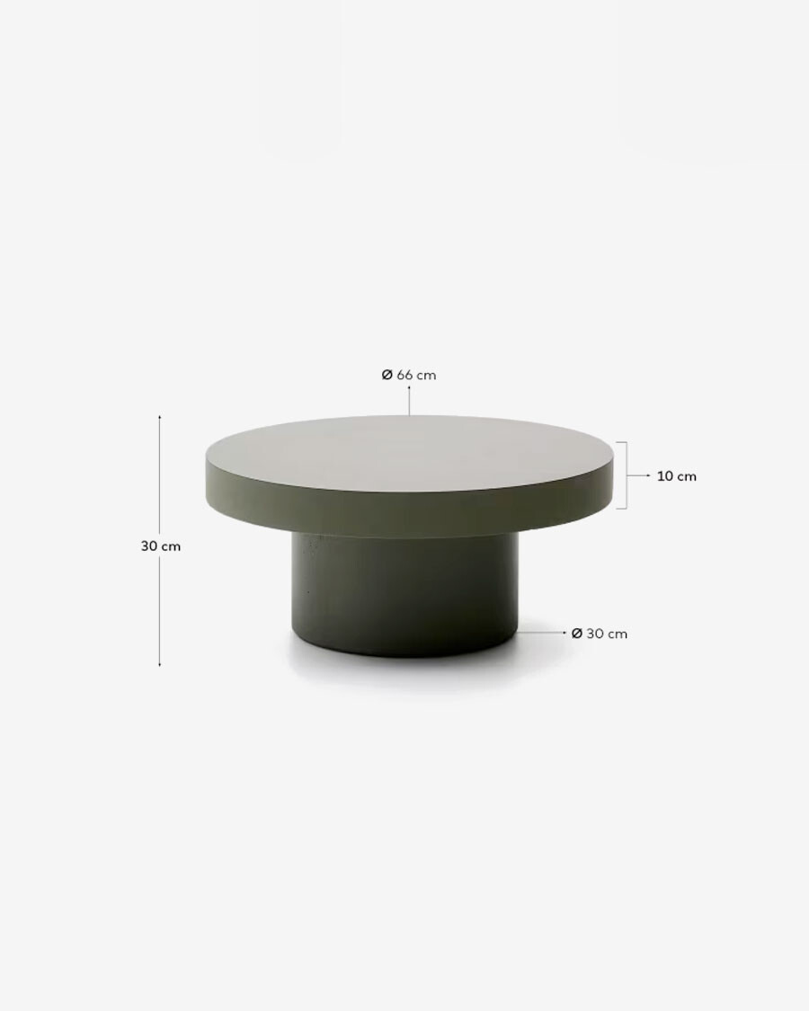 Mesa de centro Aiguablava de cemento verde Ø 66 cm verde Ø 66 cm