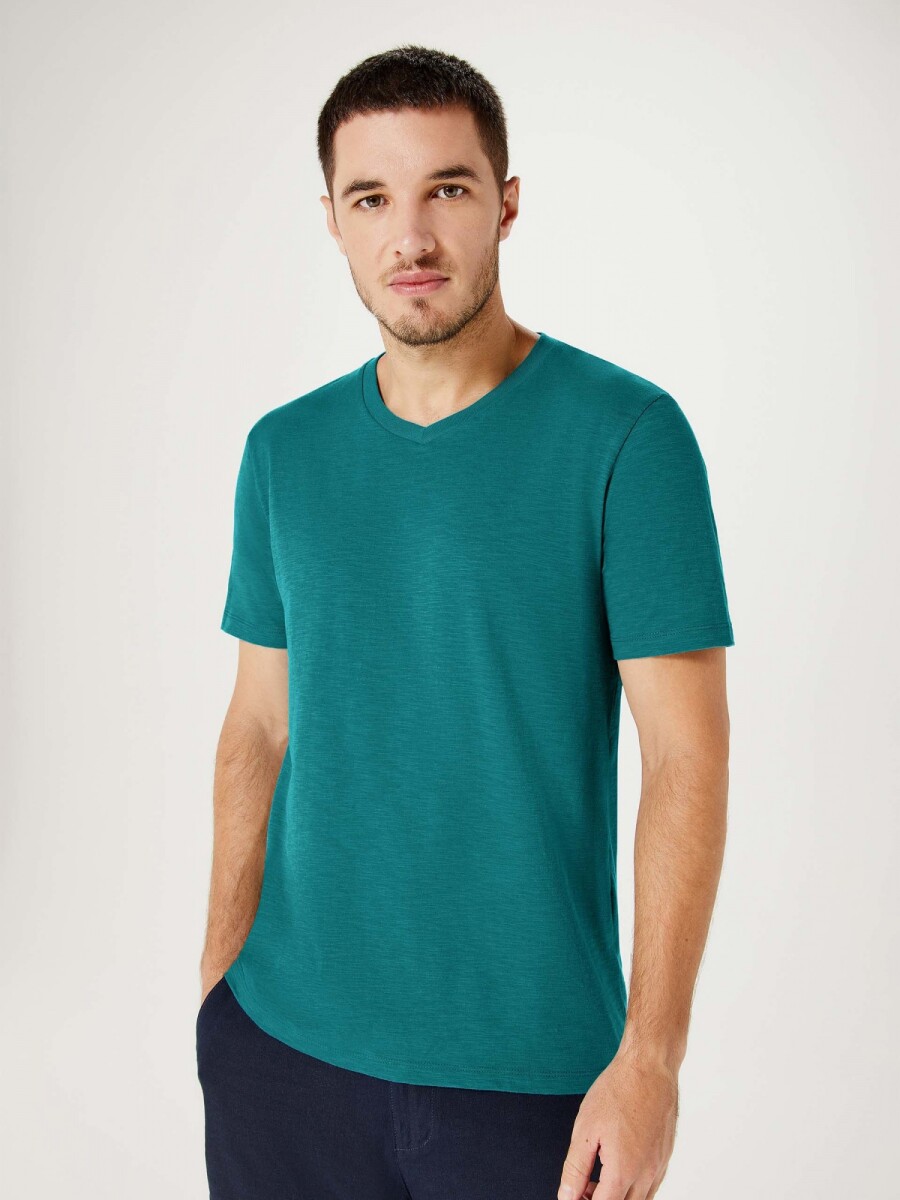 CAMISETA BÁSICA EN FLAMÉ - VERDE 