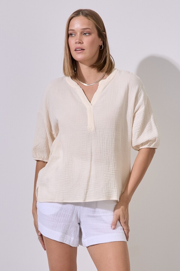 Blusa Algodon Esc V BEIGE