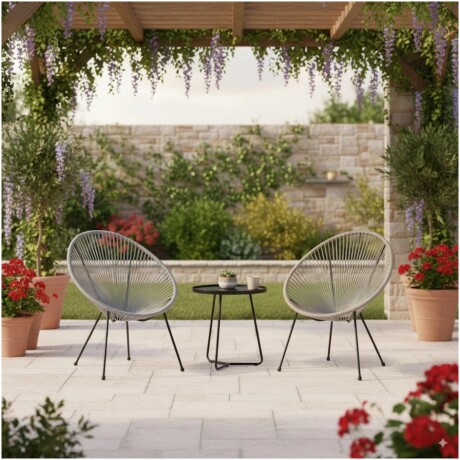 SILLA SIMIL RATTAN SC-093KD Silla Ovalada Símil Rattán RUSTICO SC-093KD Con Estructura de Acero - Gris