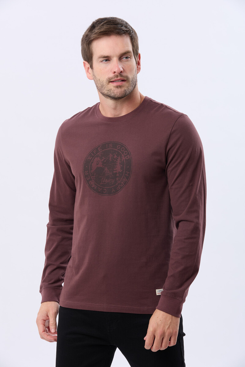 REMERA ESTAMPADA DE ALGODÓN - BORDO 