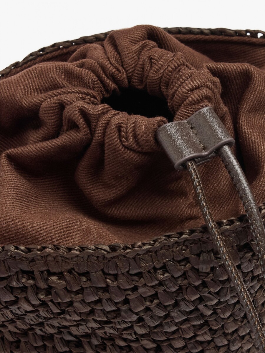 Bolso Bandolera Efecto Rafia Con Asa Versátil marron