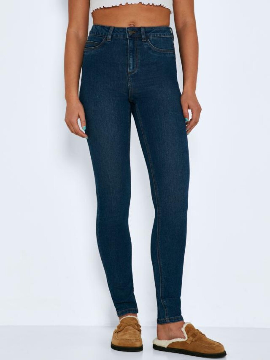 skinny jeans cintura alta - Medium Blue Denim 