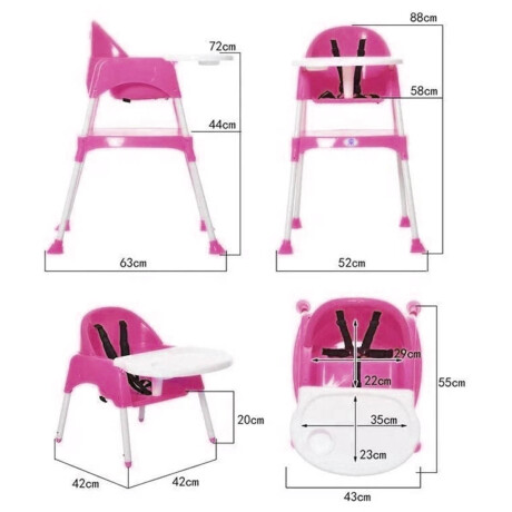 Silla De Comer Para Bebe Multiuso 3 En 1 Mesa Y Silla Rosa