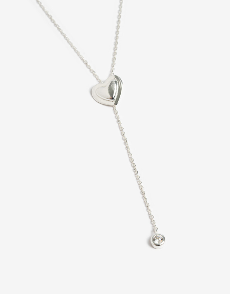 Collares Cortos Strass Collar Corto Plata 925 Corazón - Plateado