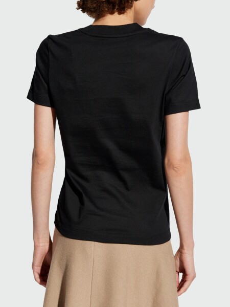 Moncler - Remera manga corta con logo con cristales Negro