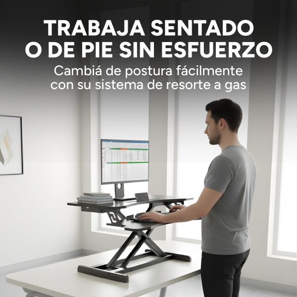 Escritorio Elevable Doble Regulable Altura Hybridesk Compu Color Negro