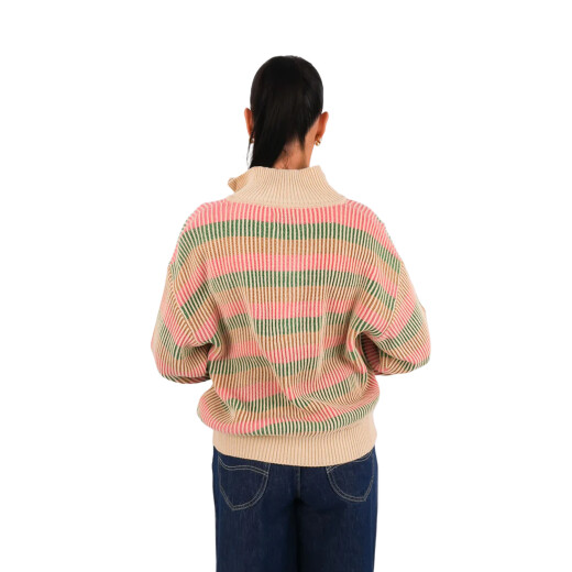 Buzo Rhythm Estelle Quarter Zip Striped Knit - Multicolor Buzo Rhythm Estelle Quarter Zip Striped Knit - Multicolor