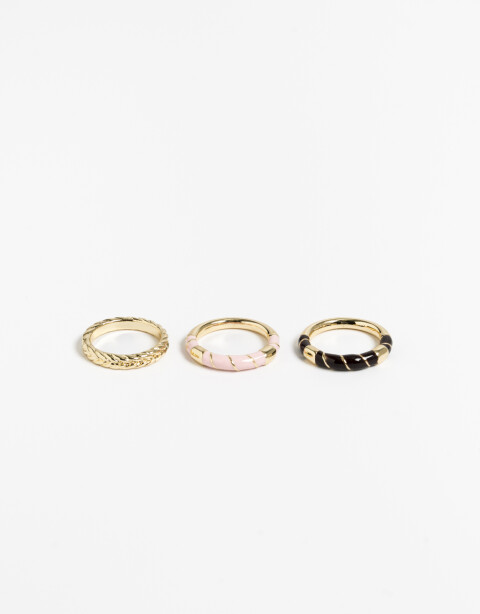 Sets Anillos Metal Set De Anillos De Metal Esmaltados - Dorado