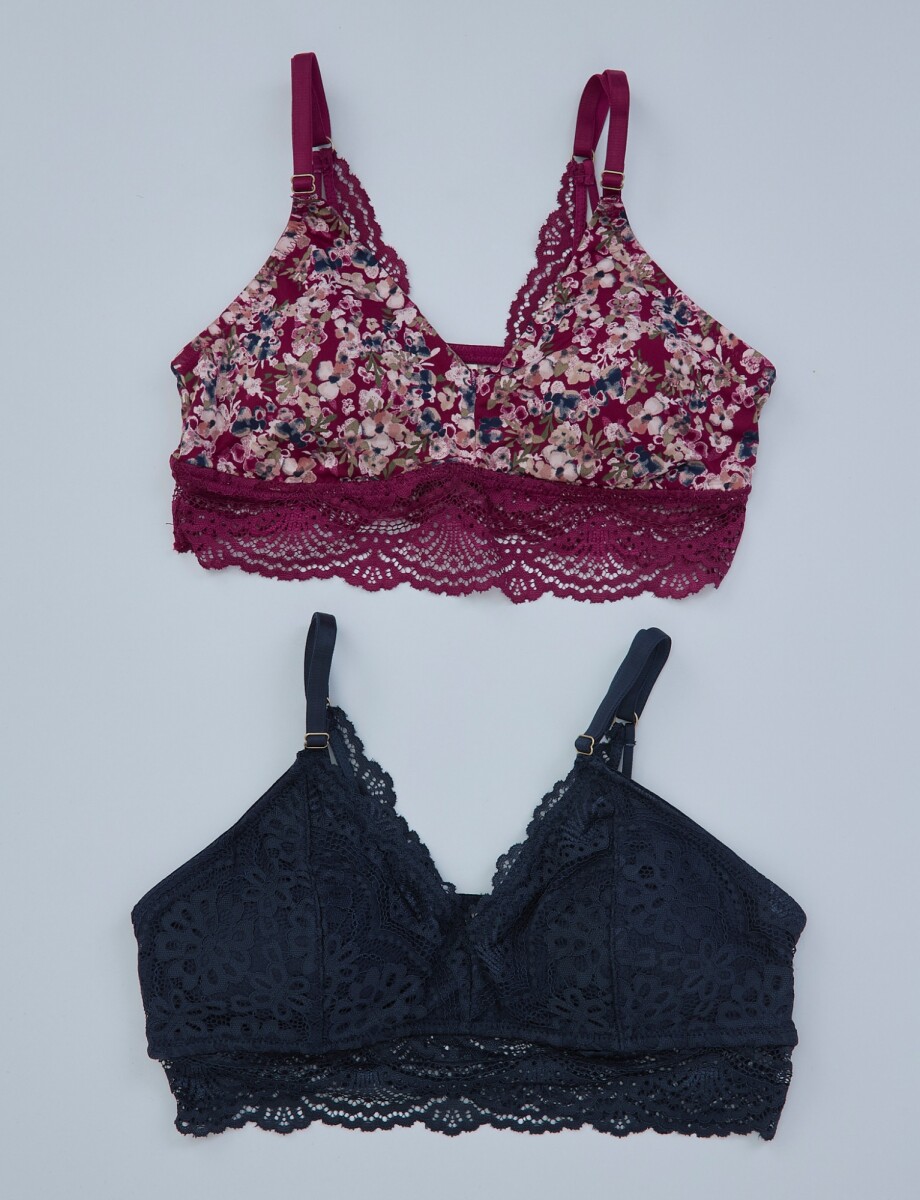 Pack 2 Bralettes - Bordeaux/multi 