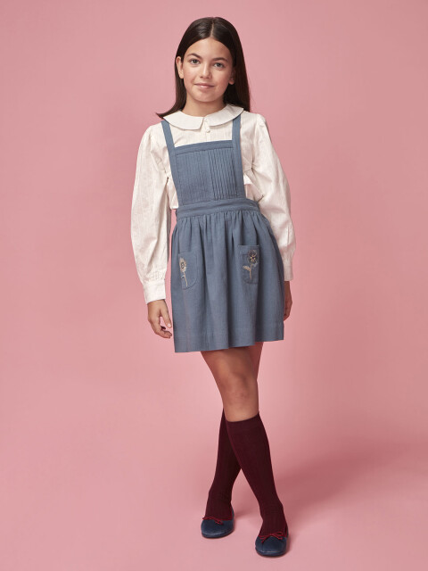 Pichi Con Jaretas Y Bolsillos Bordados Petroleo