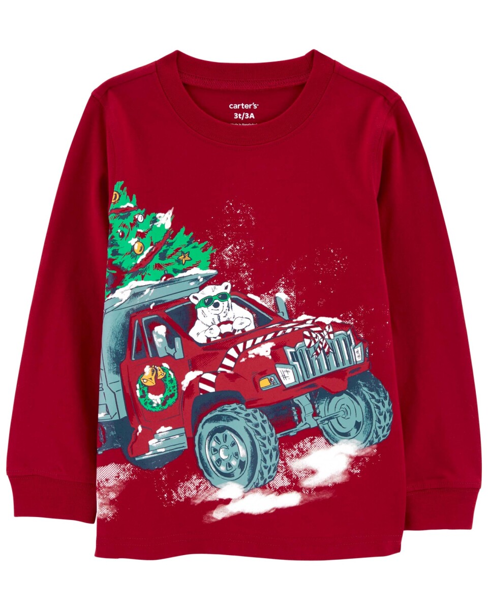 Remera de algodón, estampa navideña 