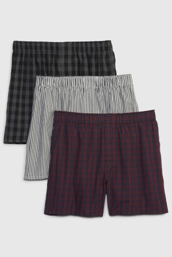 3 PK BOXERS Red Black Plaid