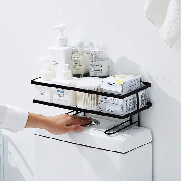 Estante organizador de pared para baño Negro