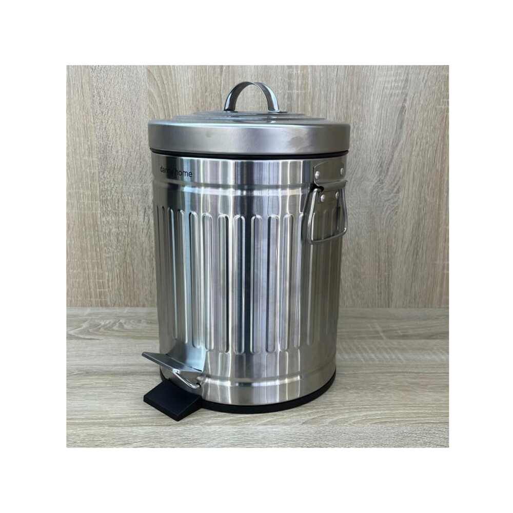 PAPELERA VINTAGE 12L L GRIS ACERO INOXIDABLE LJT01-12-1