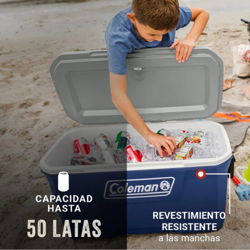 Conservadora Coleman 58,7 Lts con Ruedas azul