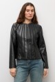 Chaqueta eco cuero con tul negro
