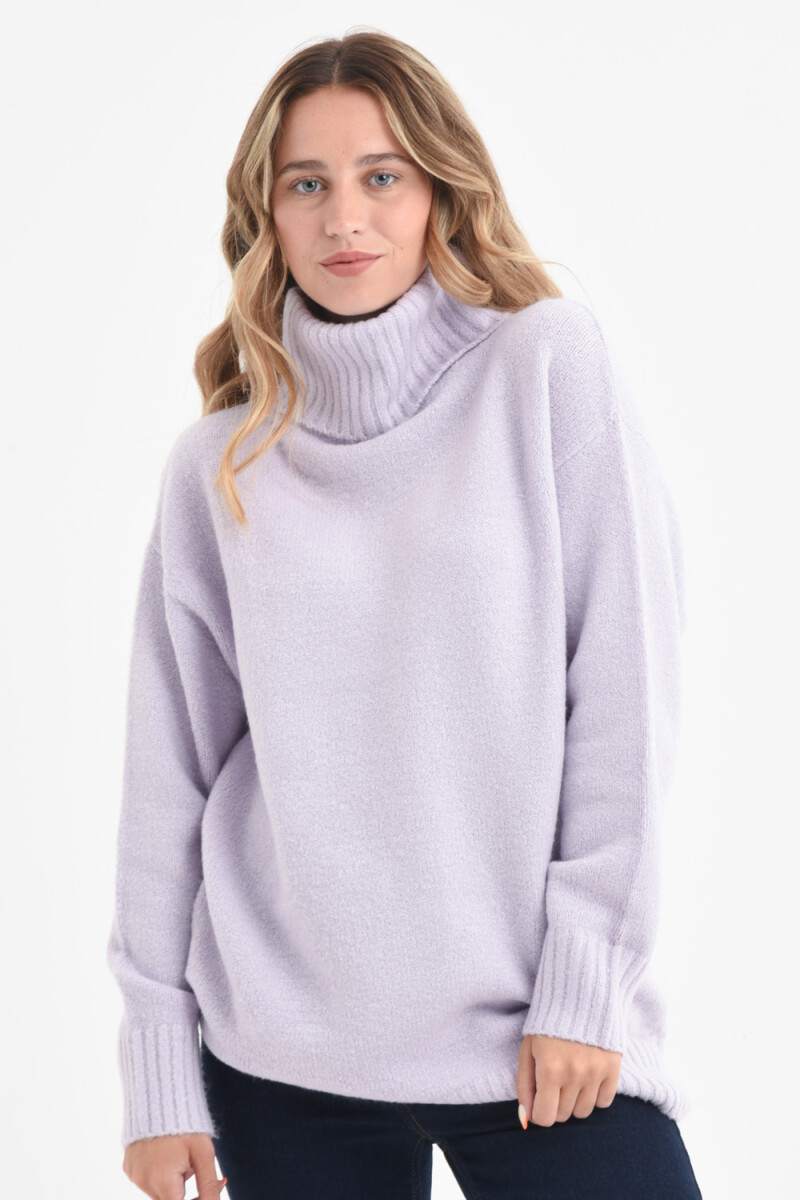 Sweater de punto cuello alto - Lila 