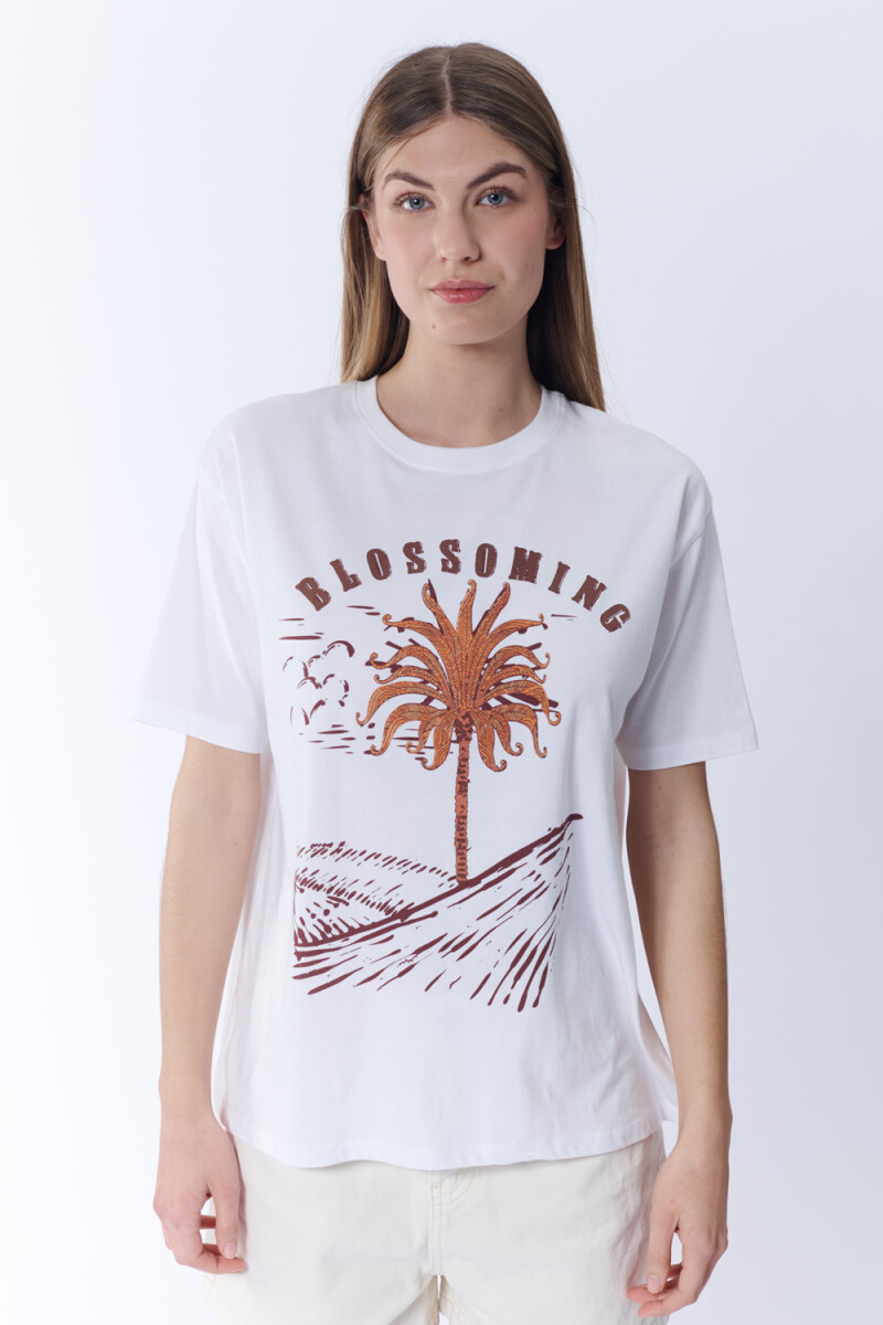 Remera estampada - Palmera Blanco 