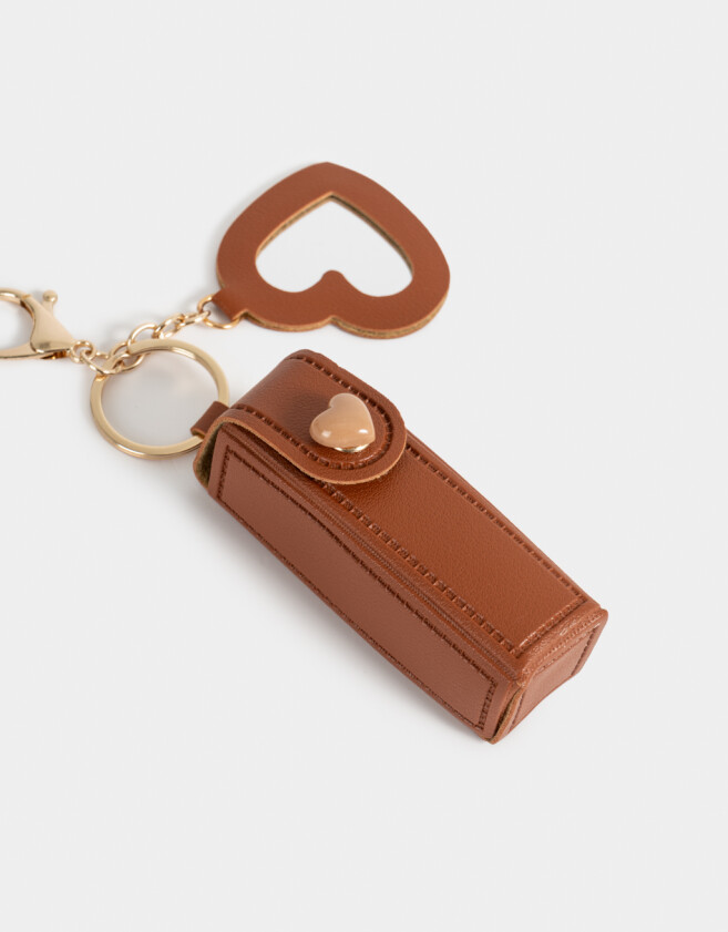 Llavero PU Llavero Y Charm Portalabial "girly Coffee Era" - Marron Medio