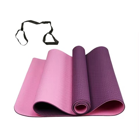 Colchoneta Mat Tpe 6 Mm Doble Color Rosa Yoga Pilates con Correa Colchoneta Mat Tpe 6 Mm Doble Color Rosa Yoga Pilates con Correa