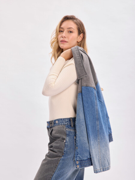 Campera jean bomber Negro