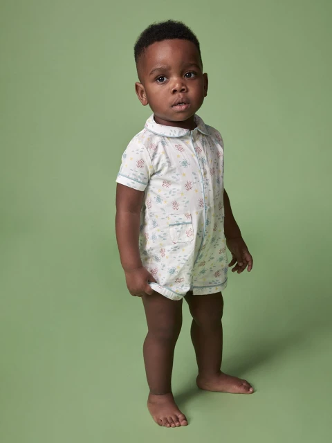 Pijama Estampado Fondo Marino Blanco