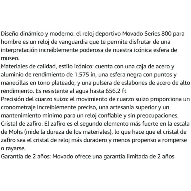 SERIE 800 , CRSTAL ZAFIRO , FECHADOR , MOVIMIENTO SUIZO 22m2600137