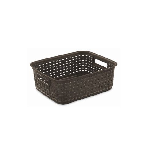Cesta plástica marrón símil mimbre 38 x 31 x 13cm TV0208