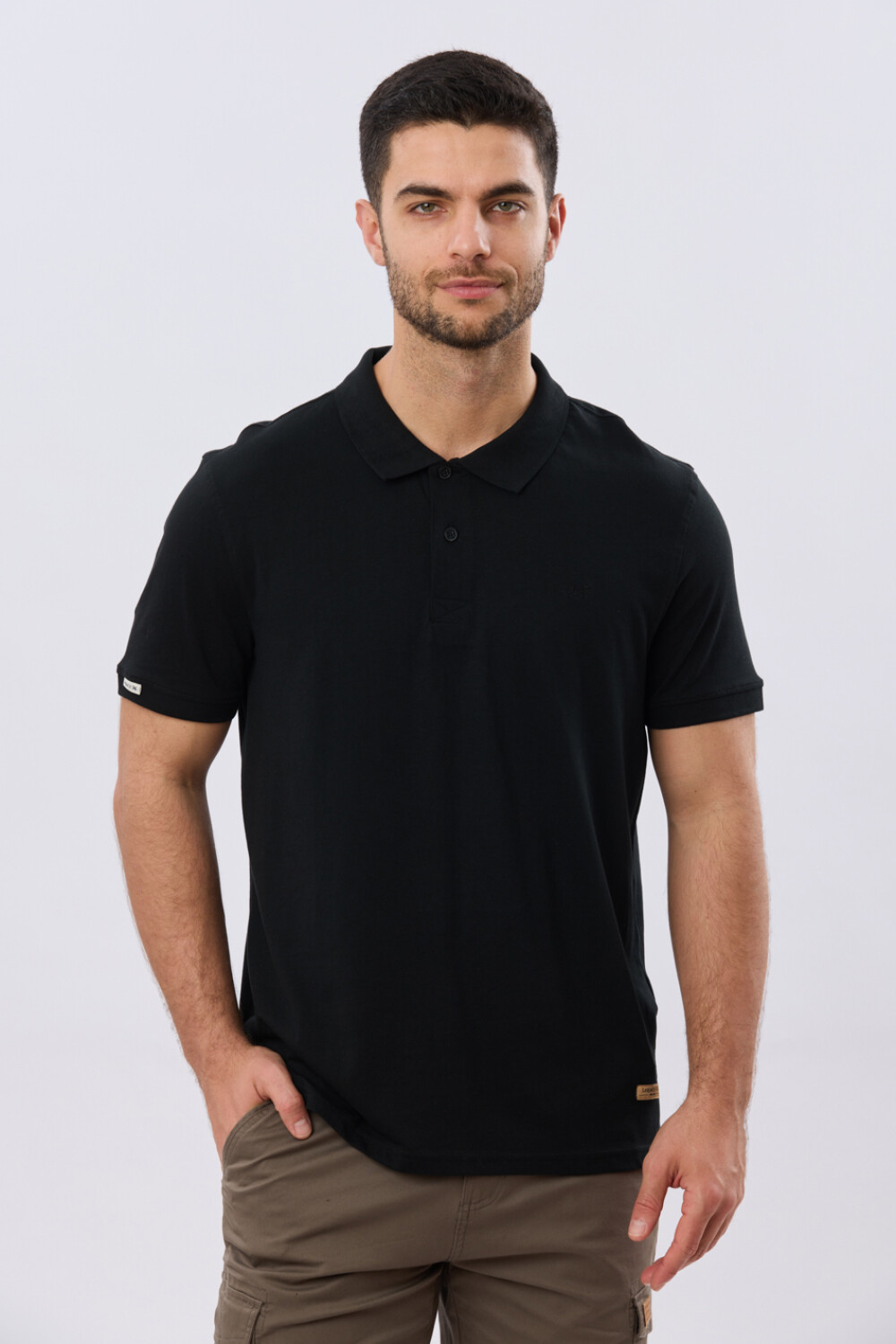 REMERA POLO LISA JERSEY Negro