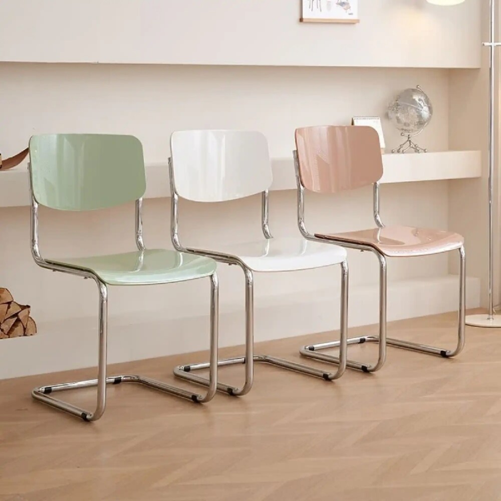 Silla de Comedor Metal Cromado y Madera - Moon Salmon