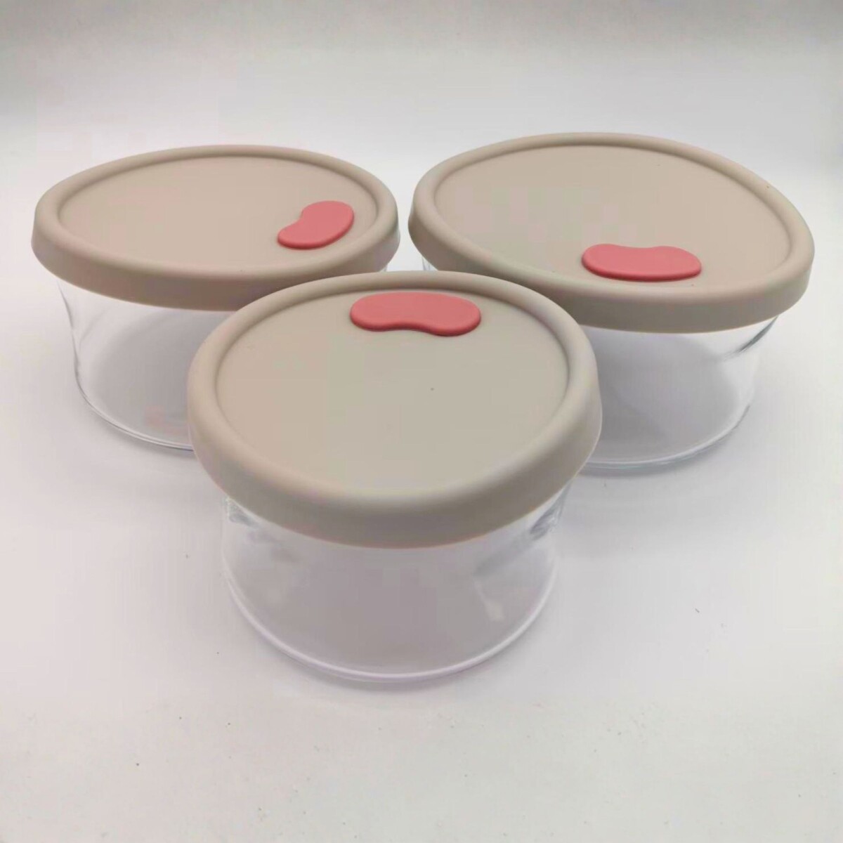 Set de Bowls de Vidrio con Tapa de Silicona 3 Piezas - N/a 
