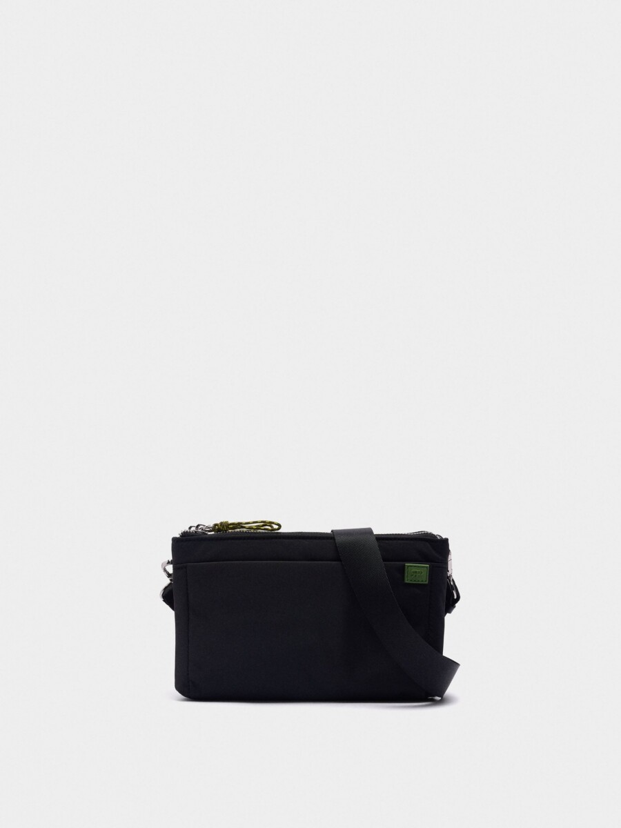 Bolso Bandolera Doble De Nylon negro