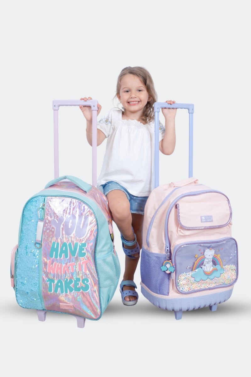 Mochila escolar amplia con ruedas combinada - Aqua