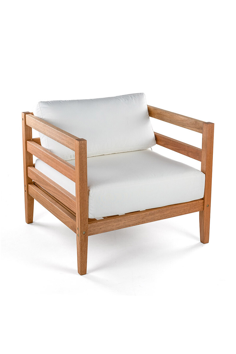 CANNES POLTRONA POLTRONA CANNES RIPADA Y ACQUABLOCK CRUDO 86x74x66CM JATOBA