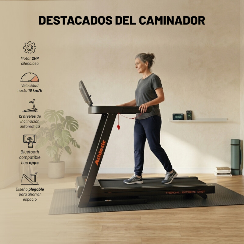 Caminadora plegable Athletic 1040T + Regalo Negro