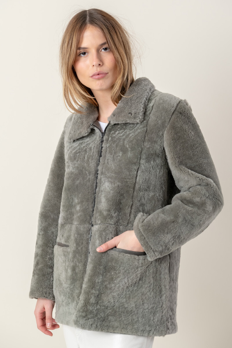 Borrego greta reversible Gris