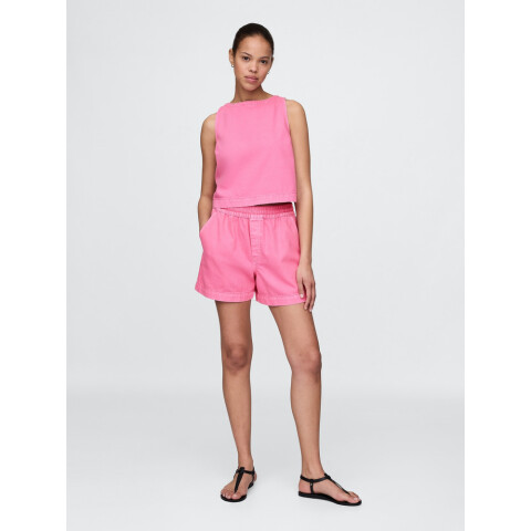 DENIM EASY PULL ON SHORT GMT DYE COLOR FRENCH PINK