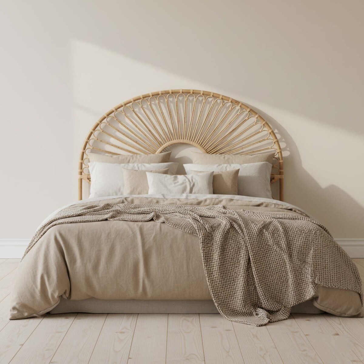 RESPALDO CABECERA - 2 PLAZAS RATTAN NATURAL-BEIGE UMI 